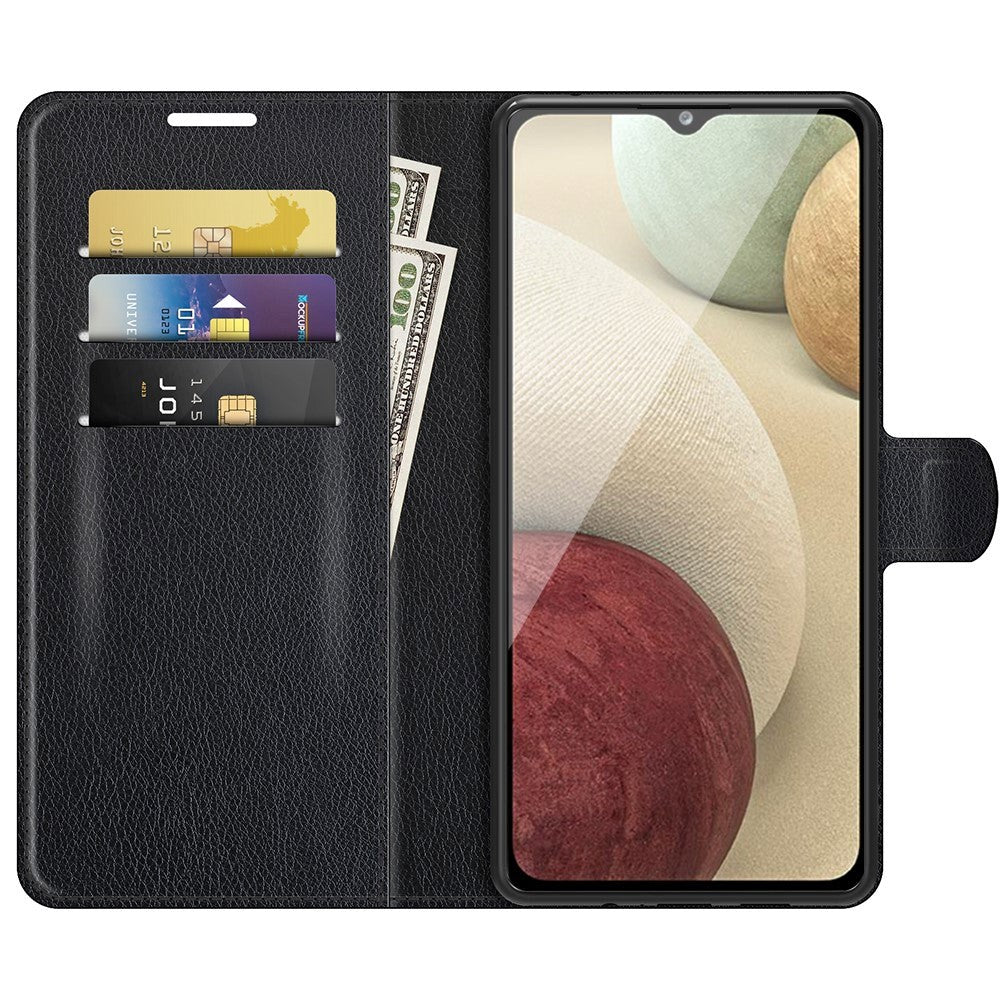 Samsung Galaxy A22 (4G) Litchi Leather Wallet Case - Black