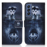 Samsung Galaxy S21 FE (5G) Leather Wallet Case - Dog & Wolf