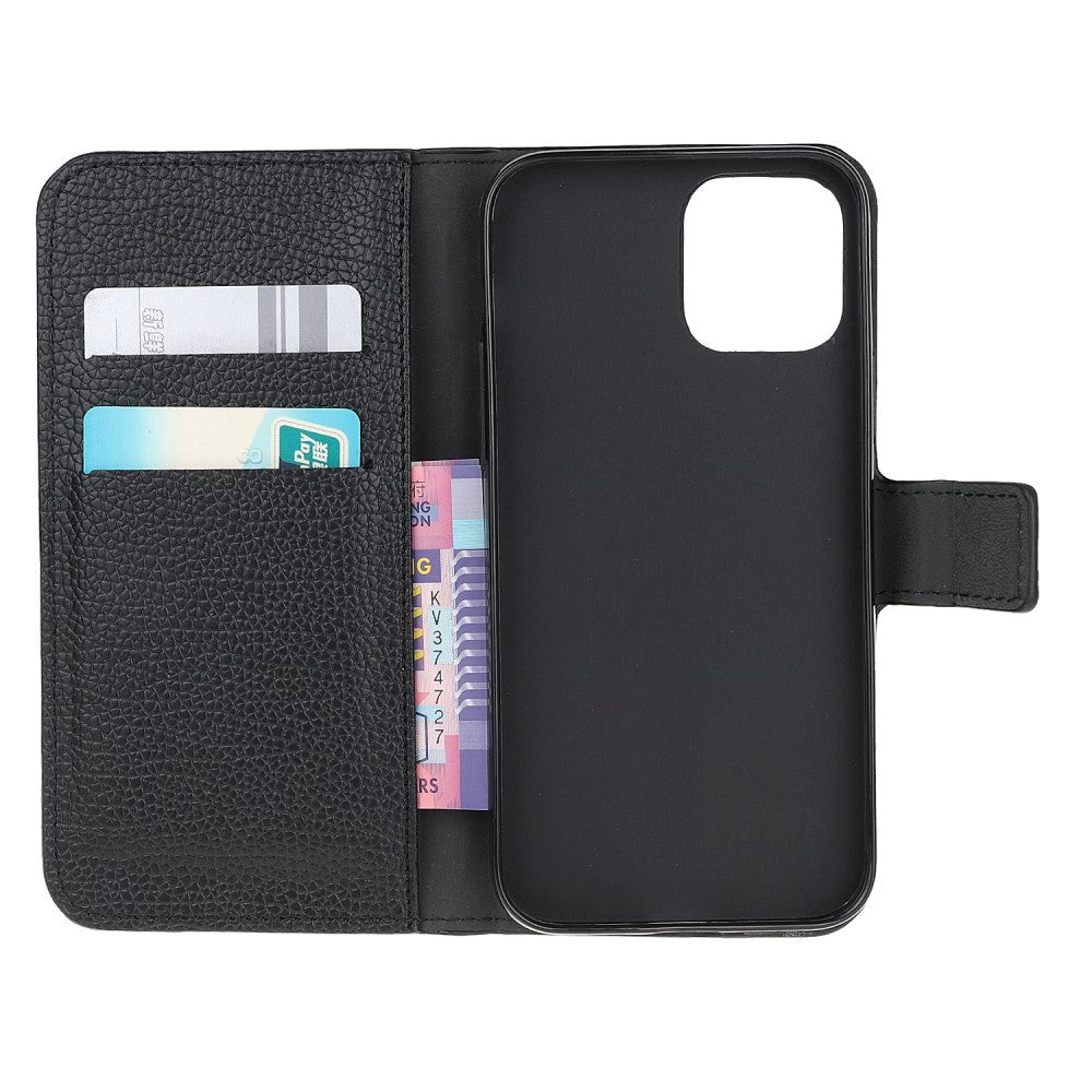 Samsung Galaxy A22 (5G) Litchi Leather Wallet Case - Black