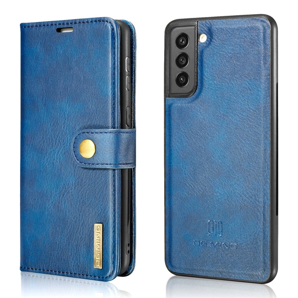 Samsung Galaxy S21 FE (5G) DG.MING Retro Leather Magnet Wallet Case - 2 in 1 - Blue