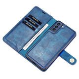 Samsung Galaxy S21 FE (5G) DG.MING Retro Leather Magnet Wallet Case - 2 in 1 - Blue