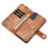 Samsung Galaxy S21 FE (5G) DG.MING Retro Leather Magnet Wallet Case - 2 in 1 - Brown