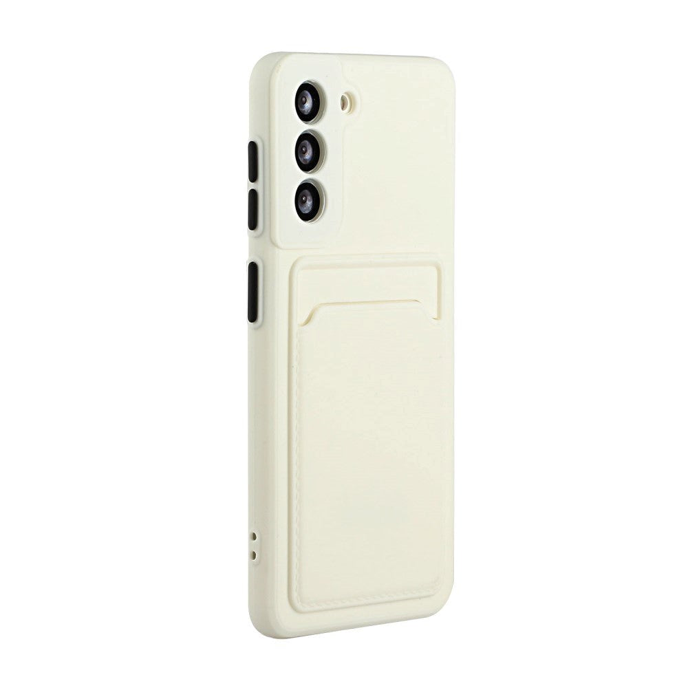 Samsung Galaxy S21 Flexible Plastic Case w. Card holder - White