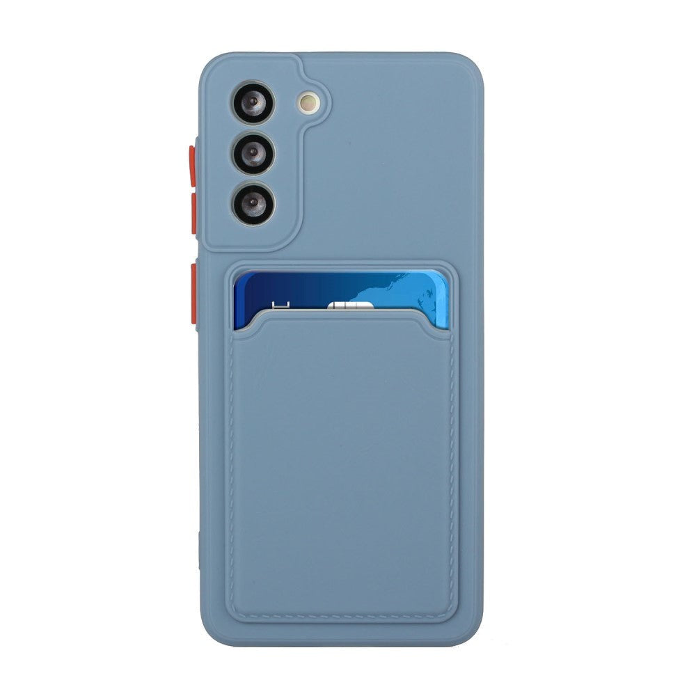 Samsung Galaxy S21 Flexible Plastic Case w. Card holder - Blue