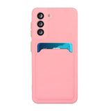 Samsung Galaxy S21 Flexible Plastic Case w. Card holder - Pink