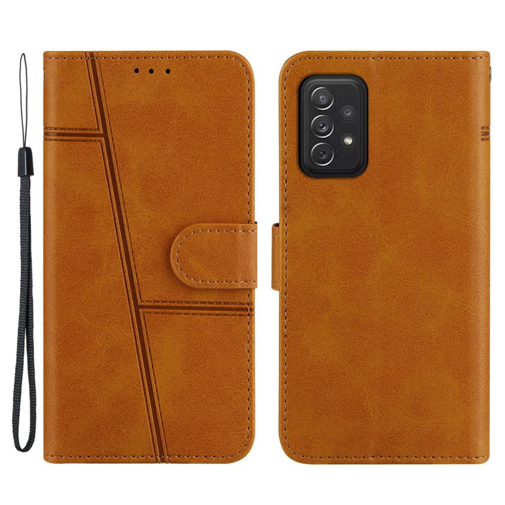 Samsung Galaxy A72 (4G / 5G) Leather Flip Case w. Stand & Card Holder - Light Brown