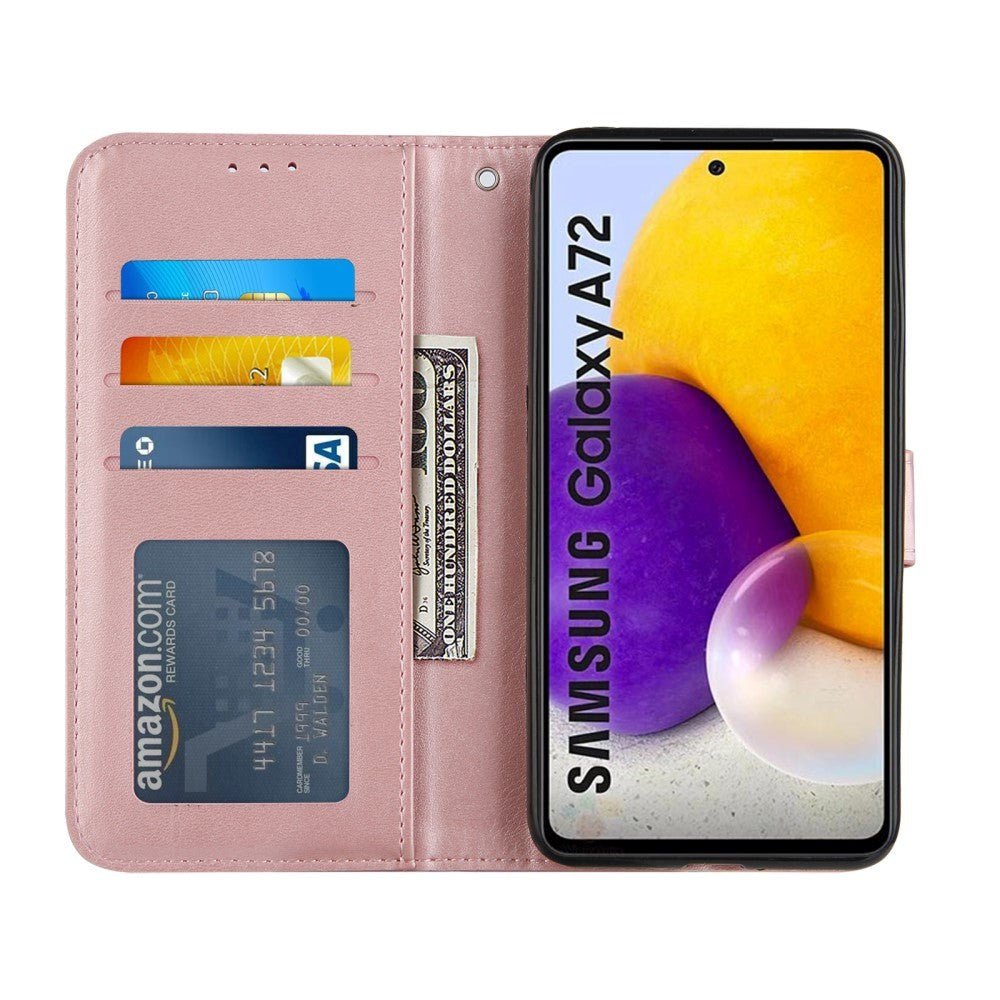 Samsung Galaxy A72 (4G / 5G) Leather Flip Case w. Stand & Card Holder - Pink