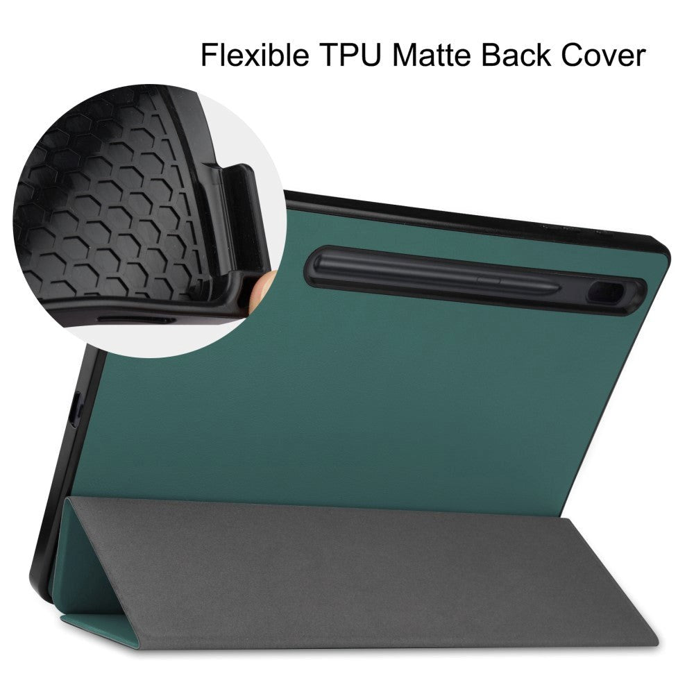 Samsung Galaxy Tab S7 FE Tri-fold Flip Case w. Sleep / Wake-up Function - Green