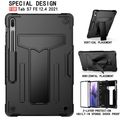 Samsung Galaxy Tab S7 FE Tough Case w. Kickstand - Black