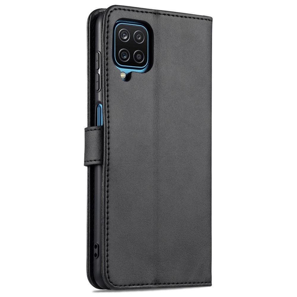EIDERWOOD Samsung Galaxy A12 Faux Leather Flip Case with Cardholder & Stand Function - Black