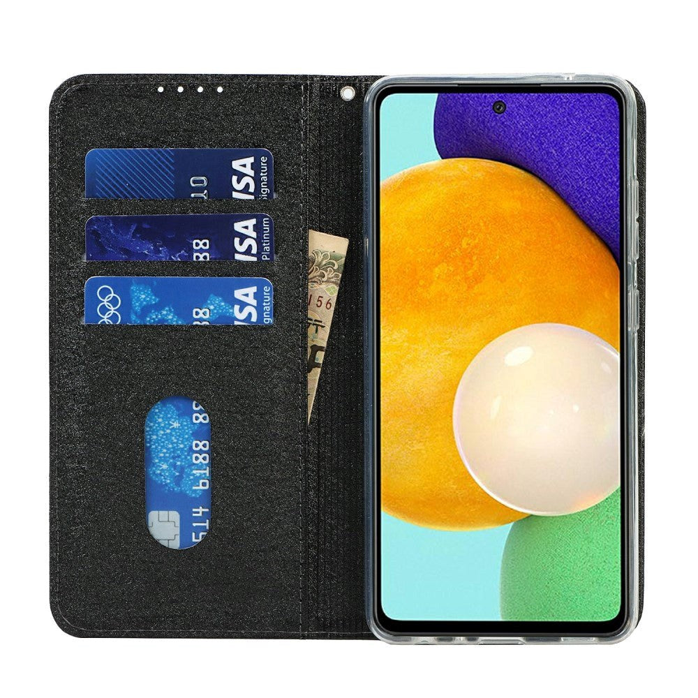 Samsung Galaxy A52 (4G / 5G) / A52s (5G) Leather Case - Silk Texture w. Wallet - Black