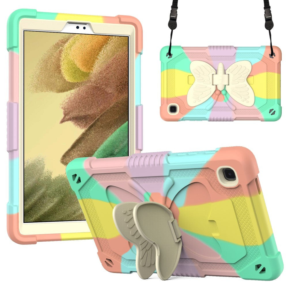 Samsung Galaxy Tab A7 Lite Kids Case - Butterfly Kickstand Case - Rainbow V2