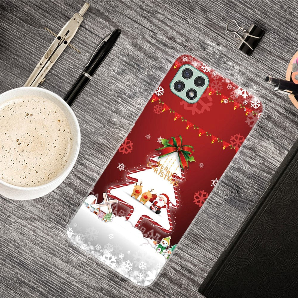 Samsung Galaxy A22 (5G) Flexible Plastic Christmas Case - Merry Christmas - Christmas Tree & Snowflake