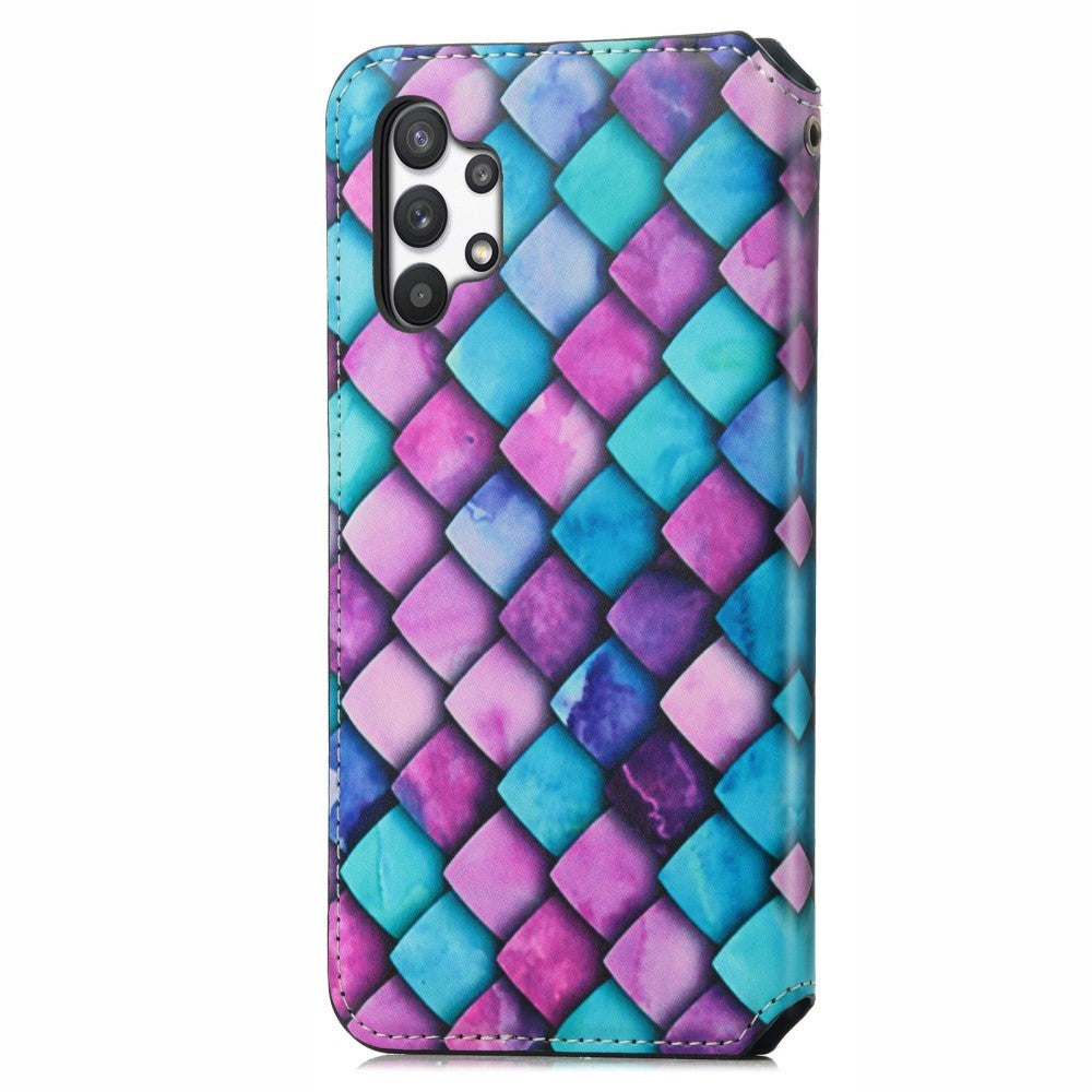 Samsung Galaxy A32 (4G) Caseneo Leather Wallet Case & Colorful Print - Purple Scales