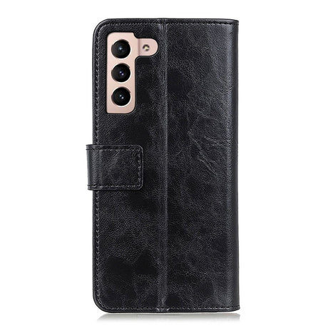 Samsung Galaxy S22+ (Plus) KHAZNEH Vintage Sleek Leather Wallet Case - Black