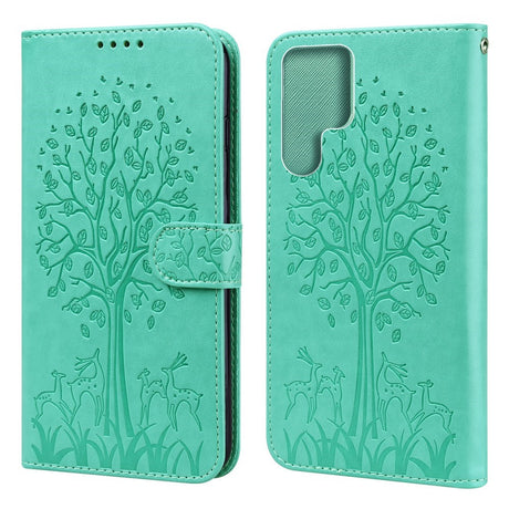 EIDERWOOD Samsung Galaxy S22 Ultra (5G) Vegan Leather Case with Card Holder and Print - Green