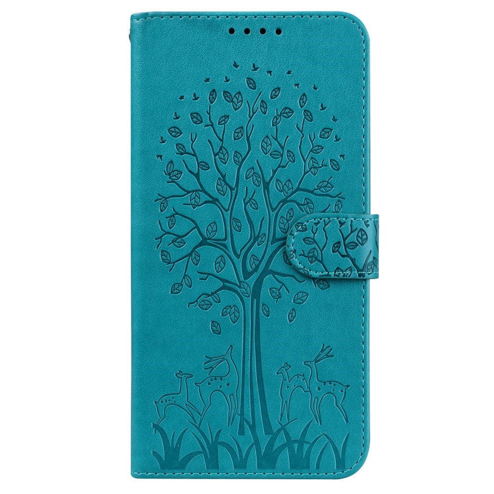 EIDERWOOD Samsung Galaxy S22 Ultra (5G) Vegan Leather Case with Card Holder and Print - Blue