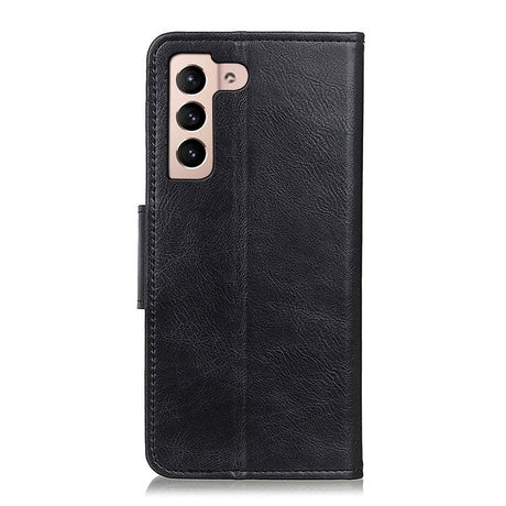 Samsung Galaxy S22 Vintage Texture Leather Wallet Case - Black