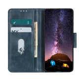 Samsung Galaxy S22 Vintage Texture Leather Wallet Case - Blue