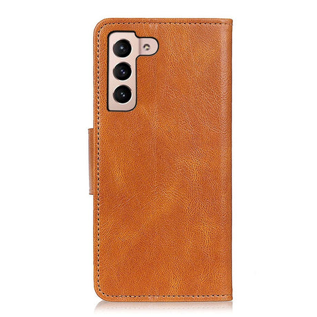 Samsung Galaxy S22 Vintage Texture Leather Wallet Case - Brown