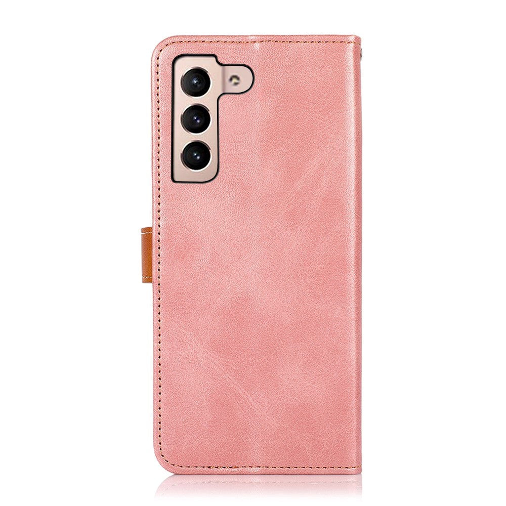 Samsung Galaxy S22 Khazneh Leather Wallet Case & Golden Clasp - Rose Gold