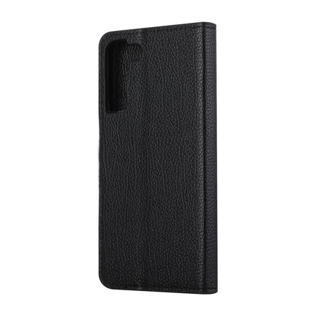 Samsung Galaxy S22 Litchi Leather Wallet Case - Black