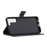 Samsung Galaxy S22 Litchi Leather Wallet Case - Black