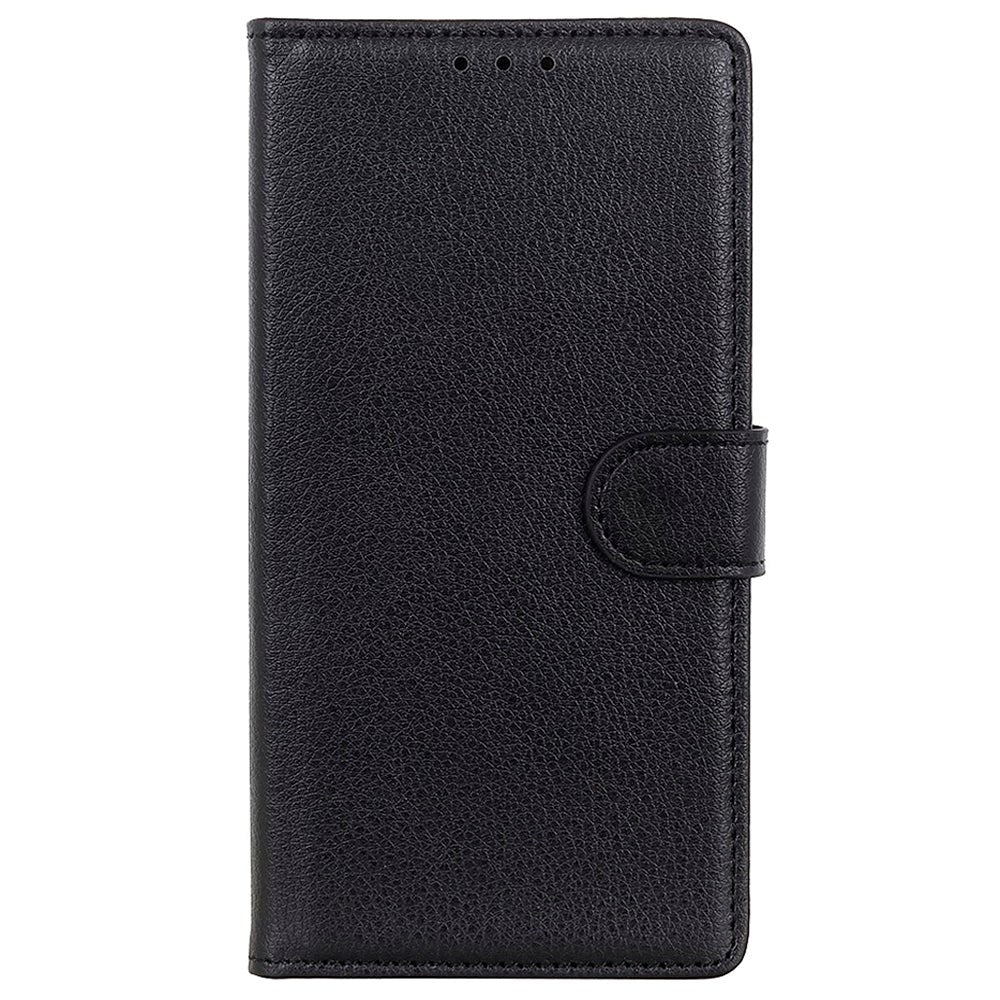 Samsung Galaxy S22 Ultra Litchi Leather Wallet Case - Black