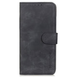 Samsung Galaxy S22 Khazneh Retro Leather Wallet Case - Black