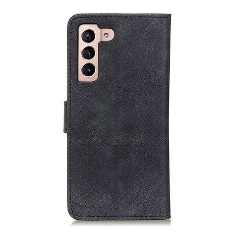 Samsung Galaxy S22 Khazneh Retro Leather Wallet Case - Black