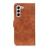 Samsung Galaxy S22 Khazneh Retro Leather Wallet Case - Brown