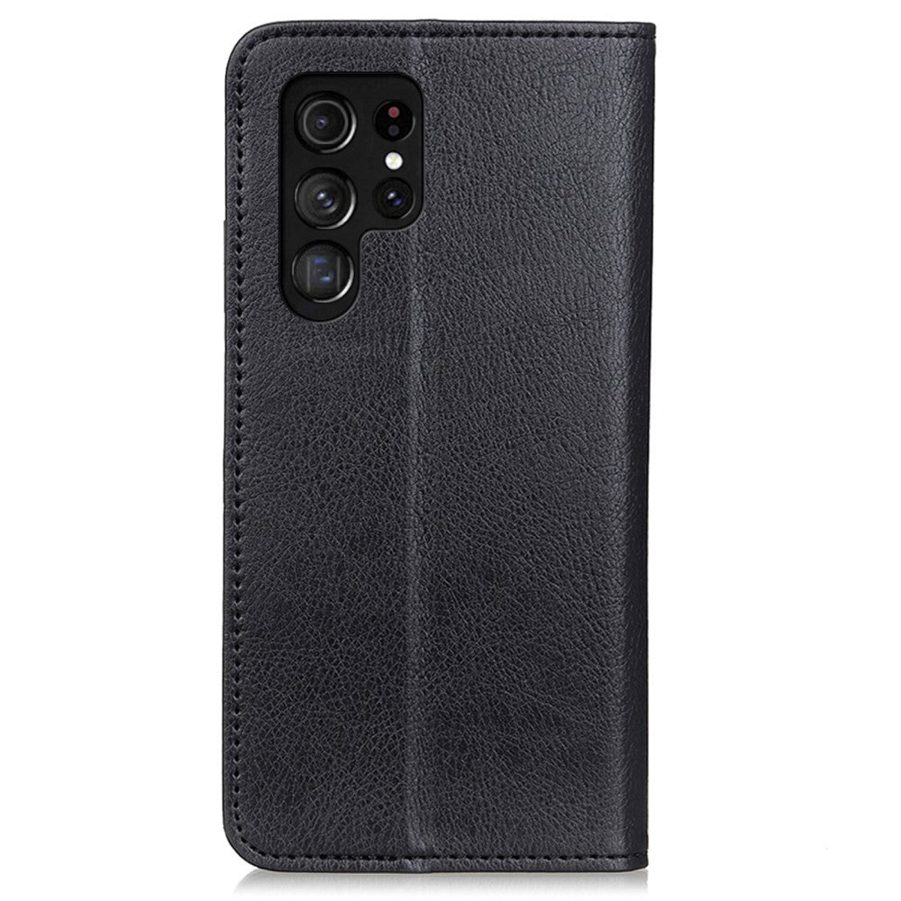 Samsung Galaxy S22 Ultra Simple Leather Wallet Case - Black