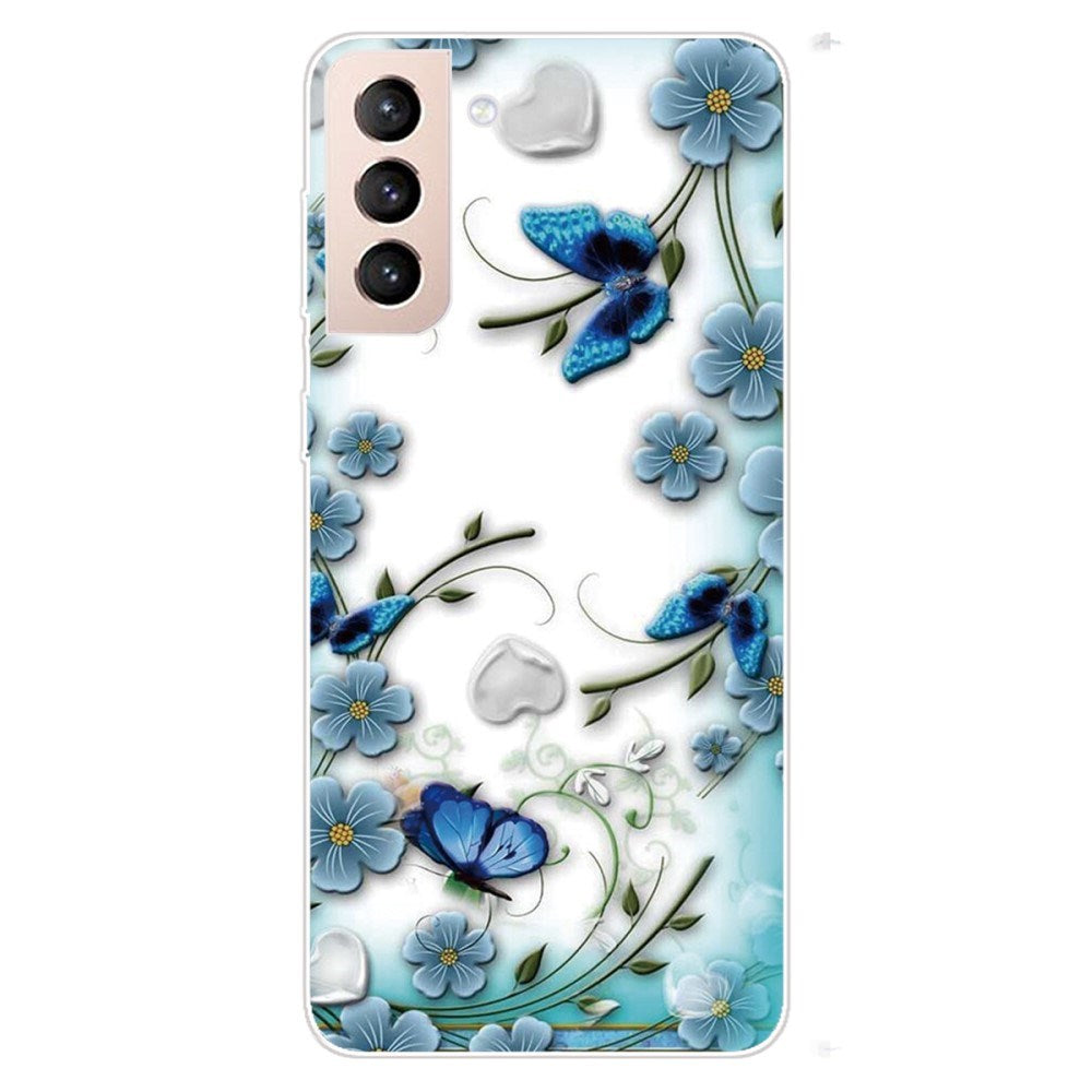 EIDERWOOD Samsung Galaxy S22+ (Plus) Flexible Plastic Case with Beautiful Motif - Blue Flowers & Hearts