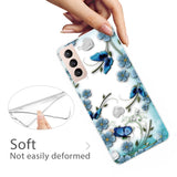 EIDERWOOD Samsung Galaxy S22+ (Plus) Flexible Plastic Case with Beautiful Motif - Blue Flowers & Hearts