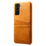 Samsung Galaxy S22 Leather Coated Plastic Case w. Card pockets - Orange