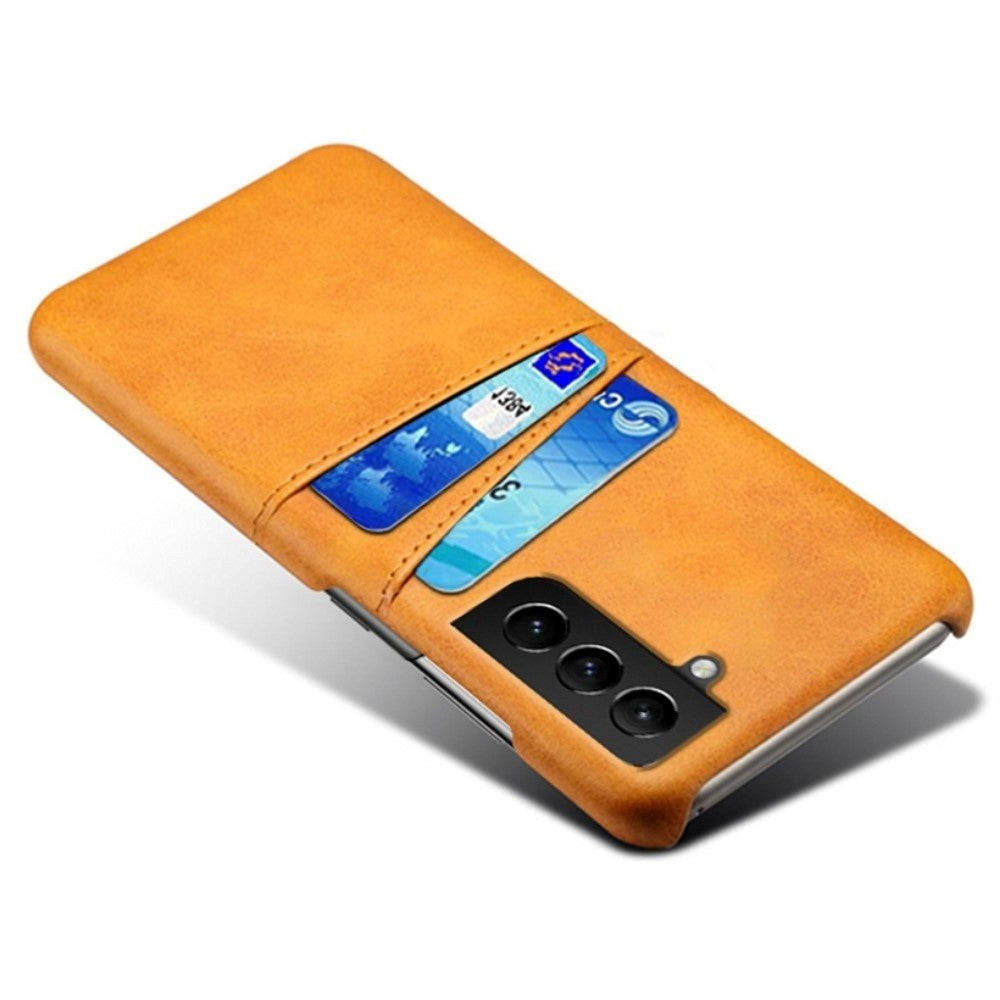 Samsung Galaxy S22 Leather Coated Plastic Case w. Card pockets - Orange