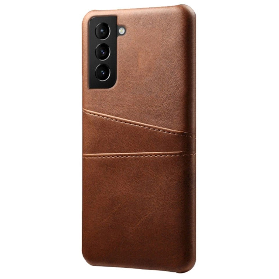 Samsung Galaxy S22 Leather Coated Plastic Case w. Card pockets - Brown