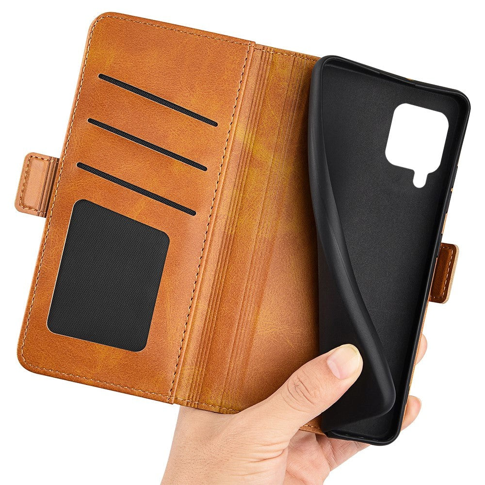 Samsung Galaxy M22 / M32 Leather Wallet Case & Kickstand - Brown