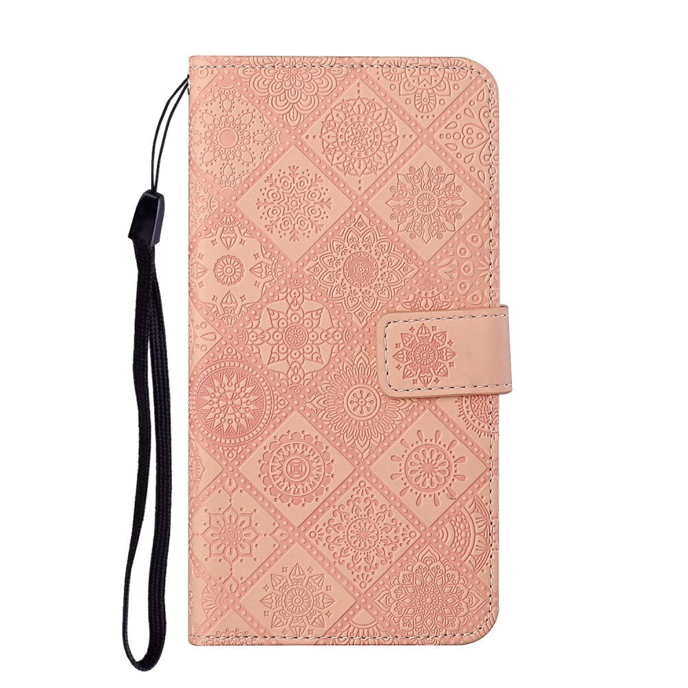 Samsung Galaxy S22+ (Plus) Leather Wallet Case Pattern with Flowers - Pink