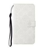 Samsung Galaxy S22+ (Plus) Leather Wallet Case Pattern with Flowers - White