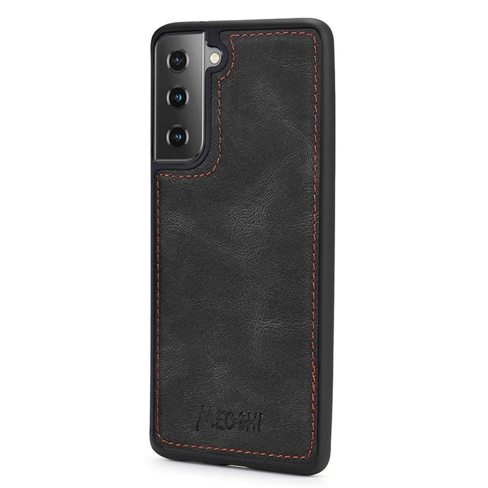 Samsung Galaxy S21 FE (5G) MEGSHI 2-in-1 Magnetic Leather Flip Case w. Large Wallet - Black