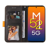 Samsung Galaxy M52 (5G) Two-Colour Leather Wallet Case - Orange / Black