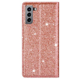 EIDERWOOD Samsung Galaxy S22+ (Plus) Faux Leather Case with Wallet & Stand Function - Glitter - Rose Gold