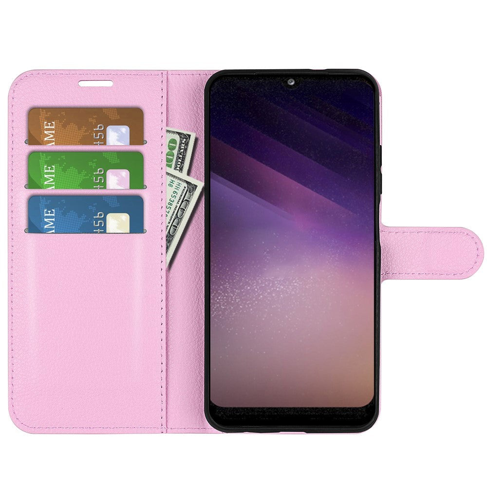 Samsung Galaxy A03 Litchi Leather Wallet Case - Light Pink