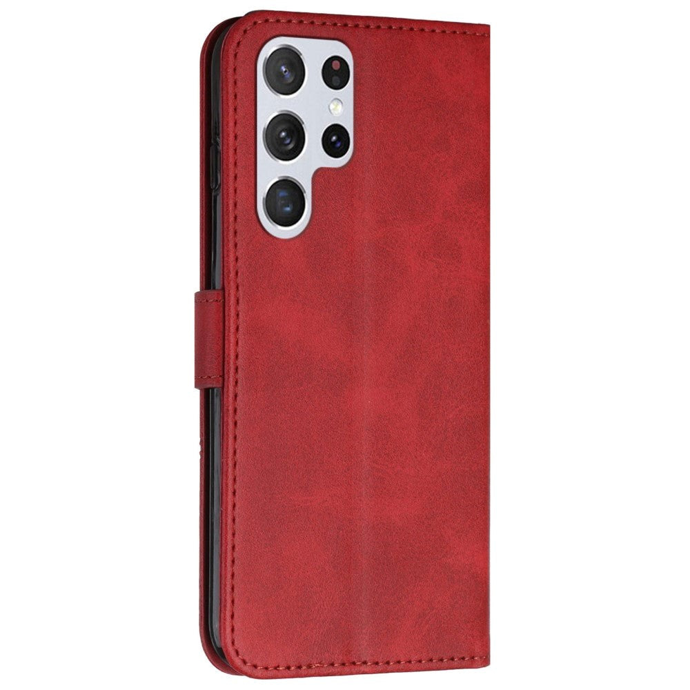 Samsung Galaxy S22 Ultra Soft Leather Wallet Case - Trapeze - Red