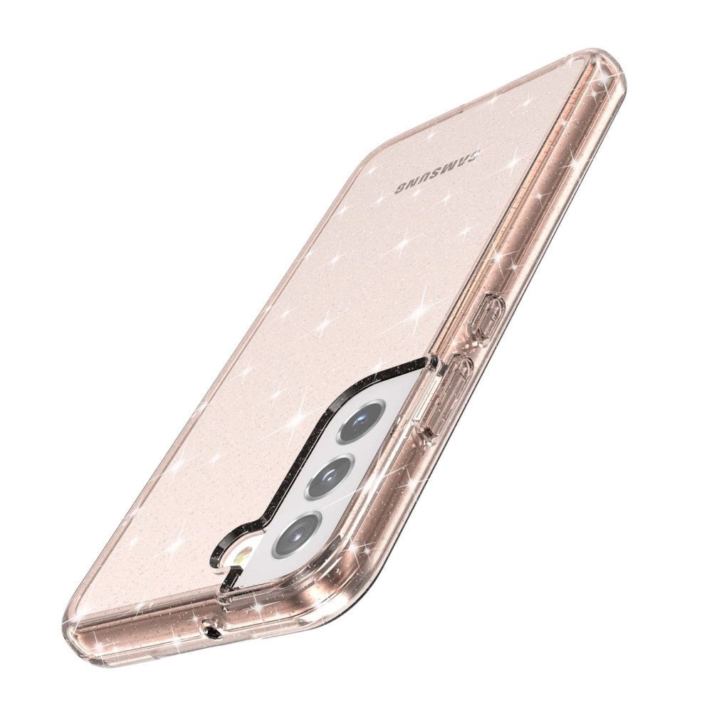 Samsung Galaxy S22 Hybrid Plastic Case Transparent - Rose Gold Glitter