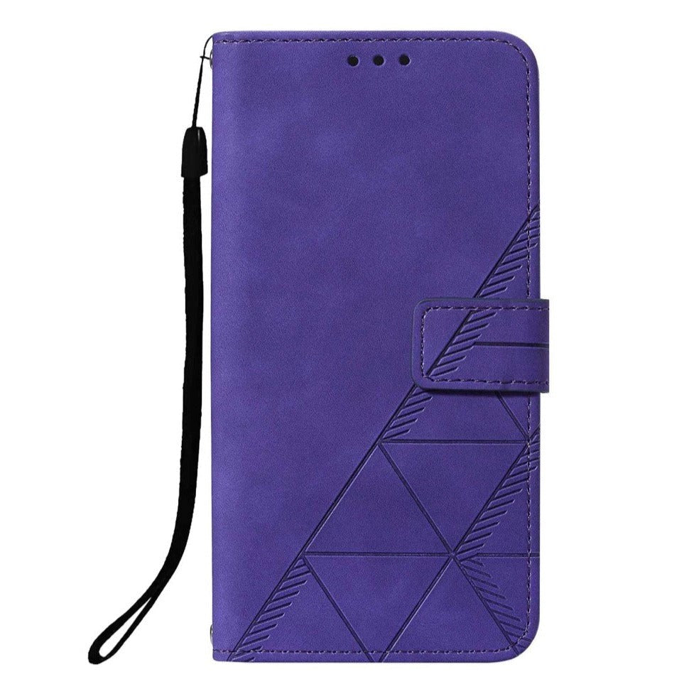 Samsung Galaxy A72 (4G/5G) Soft Leather Wallet Case - Geometry Pattern - Purple