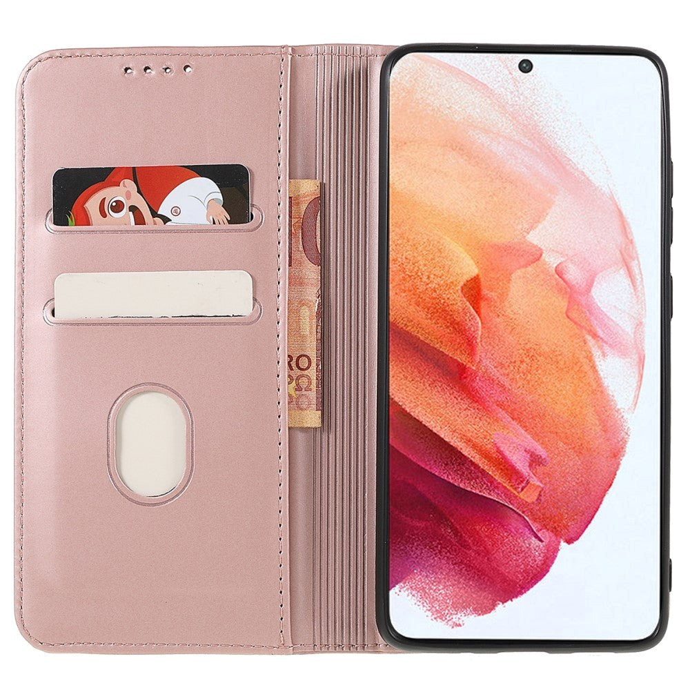 Samsung Galaxy S22 Matte Leather Wallet Case & Kickstand - Rose Gold