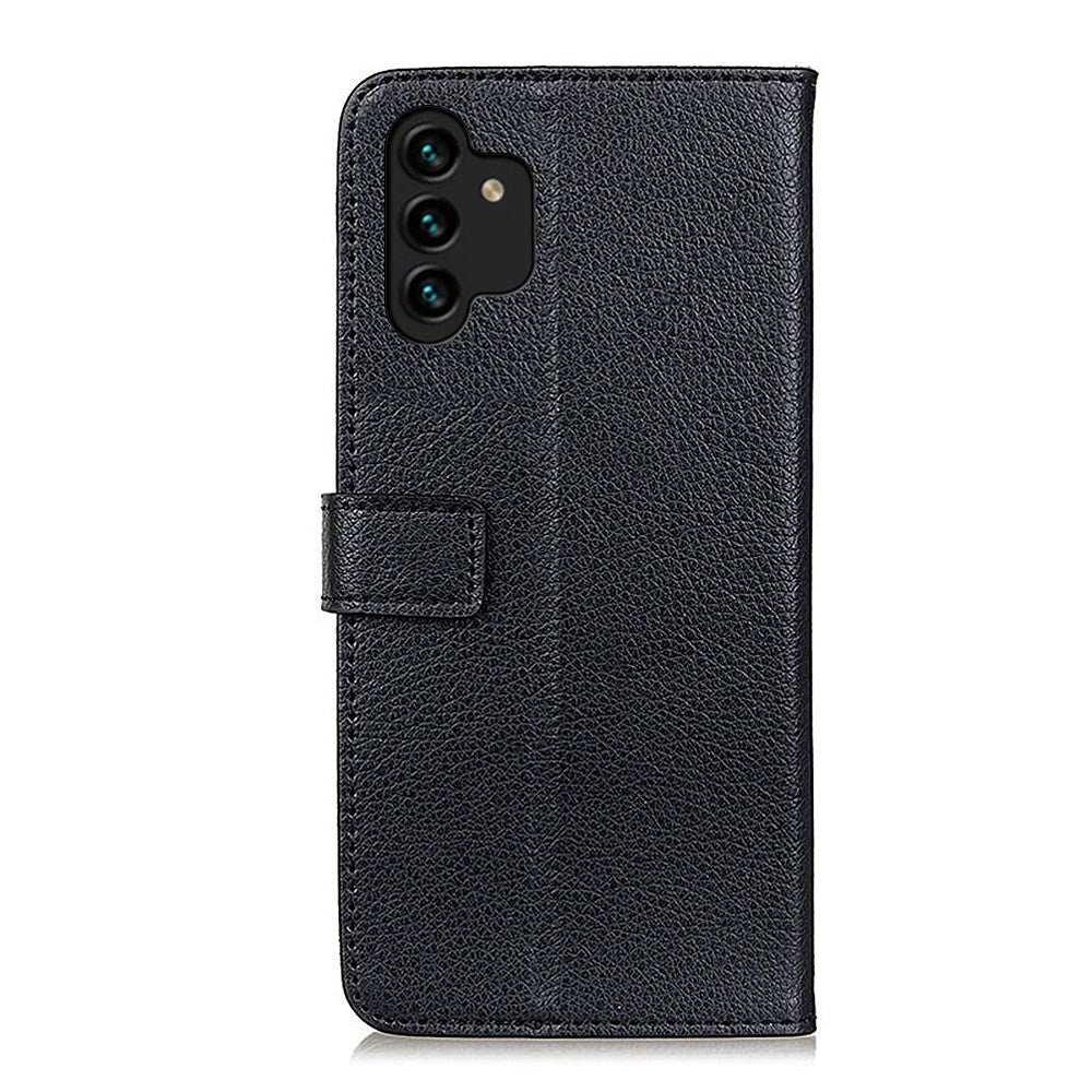 Samsung Galaxy A13 (4G) Litchi Leather Wallet Case - Black