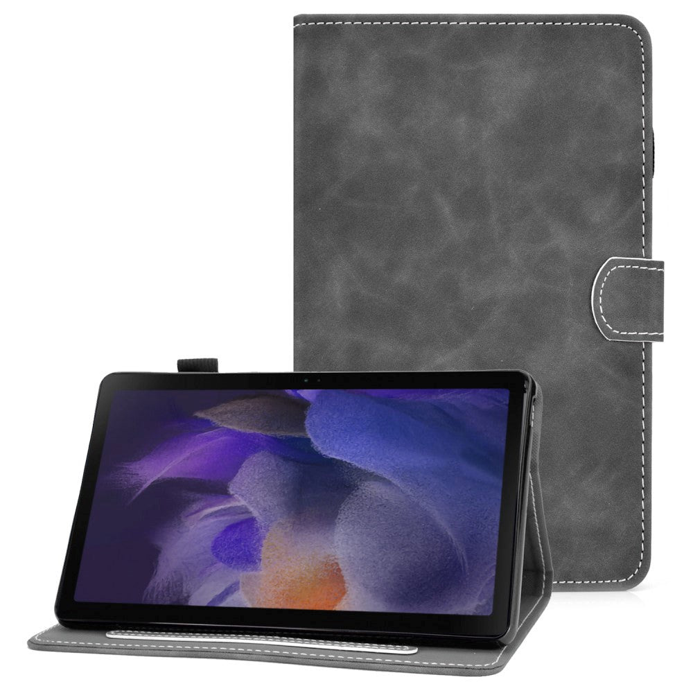 Samsung Galaxy Tab A8 10.5 (2021) Leather Flip Case w. Pencil Holder & Card Holder - Grey